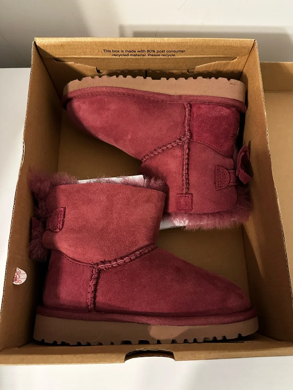 UGG Toddler Girl Bow-Back Boots - Wine/Dark Pink